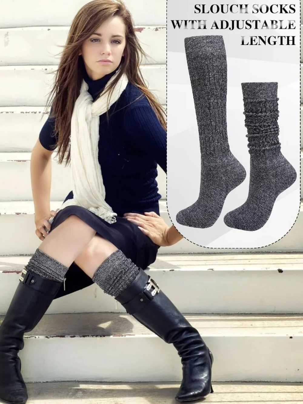 🧦Women's Brown Black 4 Pairs Neon Slouch Socks Scrunch Socks Athletic Slouchy